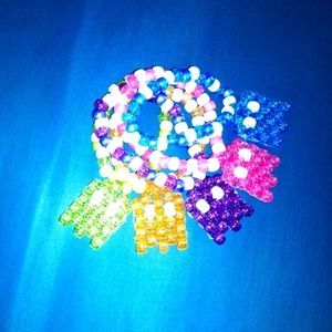 Handmade Pac-Man Ghost Kandi bead bracelets